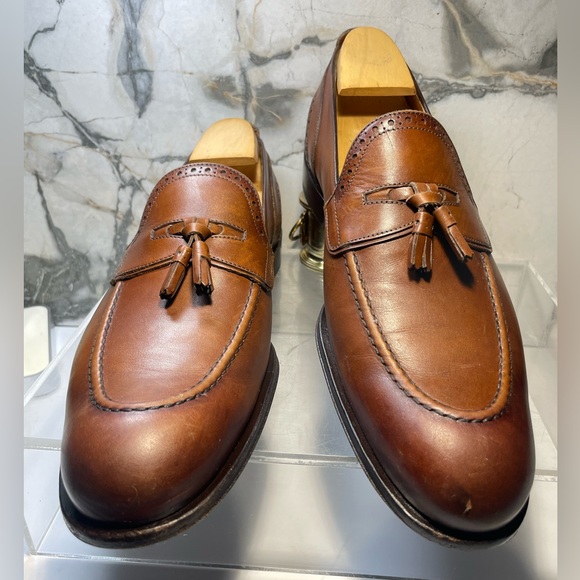 Louis Vuitton dress shoes loafers men brown leather tassel sz 8M made in italy - Picture 5 of 16